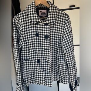 Brownie New York  Black and White Checkered Pea Coat